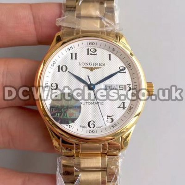 Functional White Dials And Gold Cases Longines Master Collection Copy Watches For Men