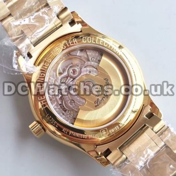 Functional White Dials And Gold Cases Longines Master Collection Copy Watches For Men