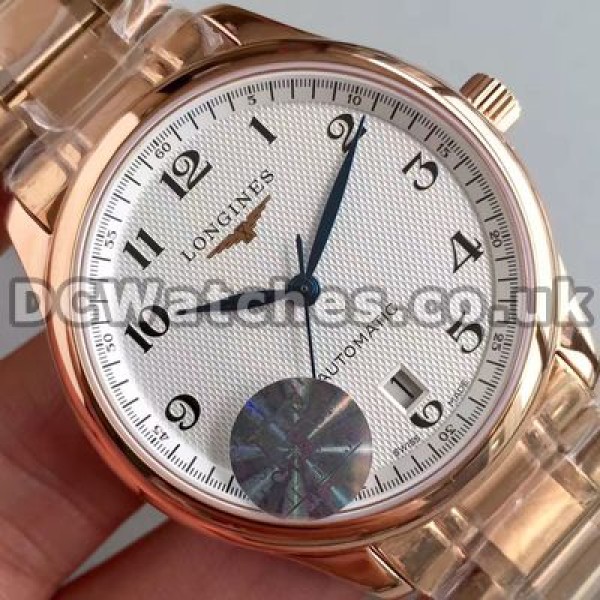 Appealing White Dials Longines Master Collection Fake Watches With Rose Gold Cases And Bracelets