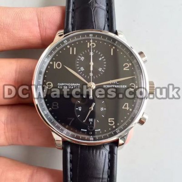 Durable 40MM Swiss Automatic Movements IWC Portuguese Chronograph 7750 Copy Watches With Black Dials