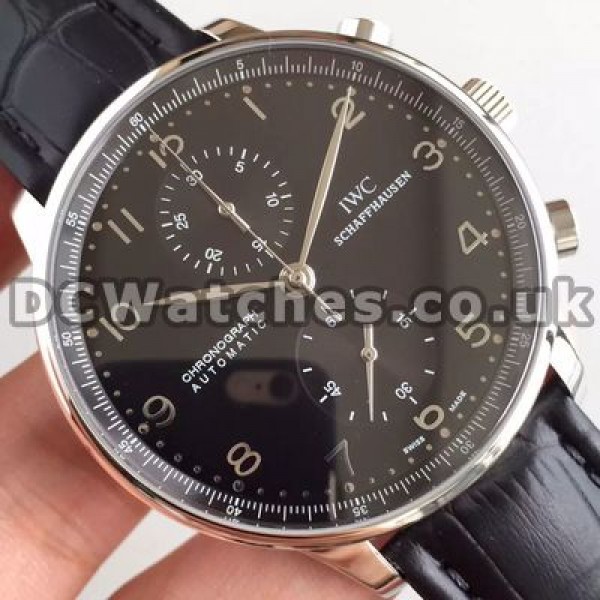 Durable 40MM Swiss Automatic Movements IWC Portuguese Chronograph 7750 Copy Watches With Black Dials
