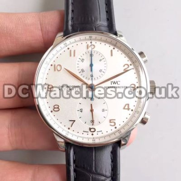 Obvious High-quality Blue Seconds Hands And White Dials Male IWC Portuguese Chronograph 7750 Replica Watches