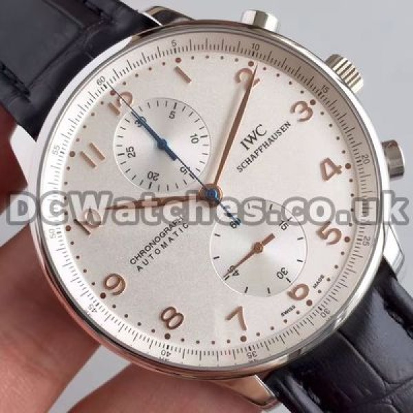 Obvious High-quality Blue Seconds Hands And White Dials Male IWC Portuguese Chronograph 7750 Replica Watches