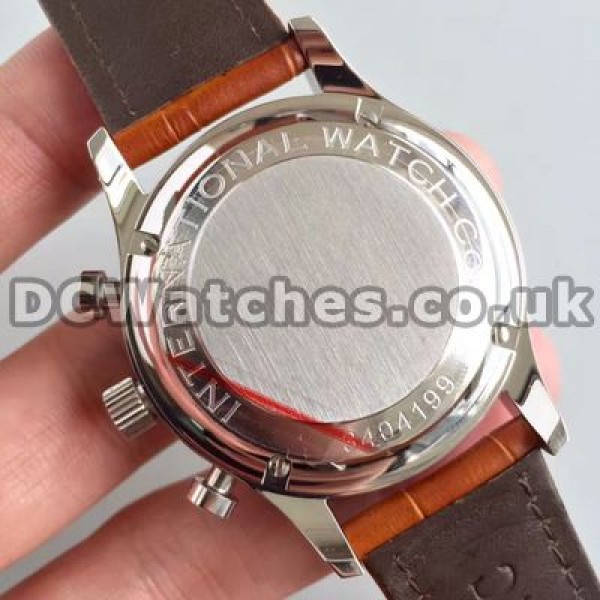 Excellent Waterproof 40MM Steel Cases And Brown Straps IWC Portuguese Chronograph 7750 Fake Watches