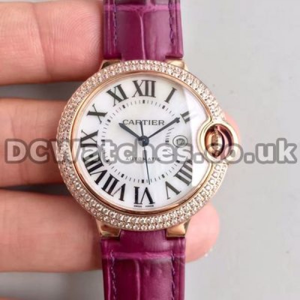Attractive Diamond Bezels And Rose Gold Cases Ballon Bleu De Cartier Copy Watches Sale Online