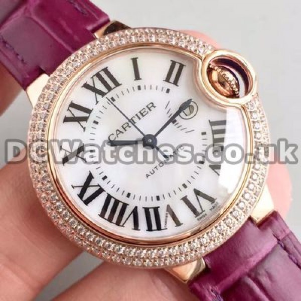 Attractive Diamond Bezels And Rose Gold Cases Ballon Bleu De Cartier Copy Watches Sale Online