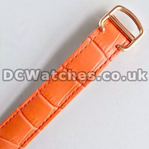 Unique Orange Crocodile Straps Ballon Bleu De Cartier Replica Watches With Rose Gold Cases