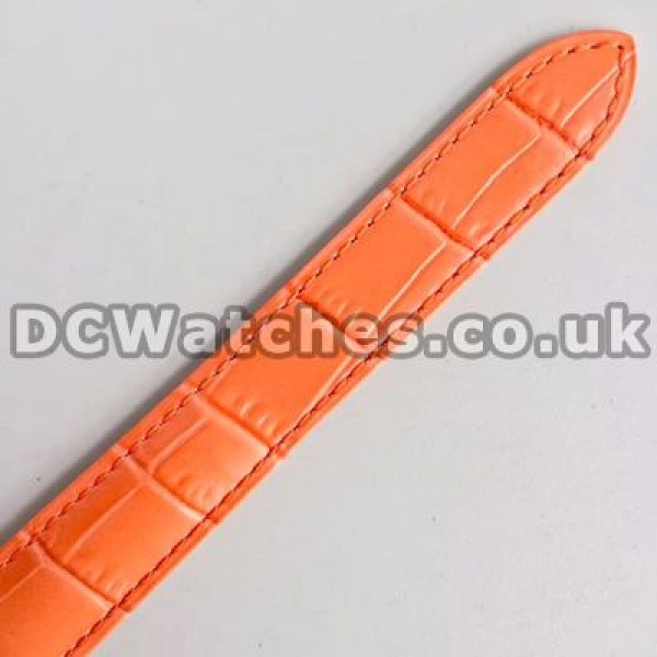 Unique Orange Crocodile Straps Ballon Bleu De Cartier Replica Watches With Rose Gold Cases