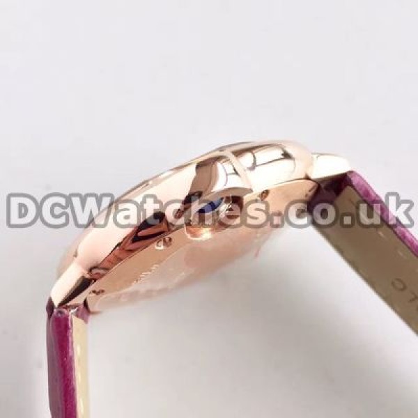 Shiny Purple Crocodile Straps And White Dials Ballon Bleu De Cartier Replica Watches For Hot Sale