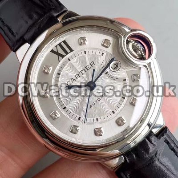 Sturdy Black Crocodile Straps And Steel Cases Ballon Bleu De Cartier Fake Watches For Sale