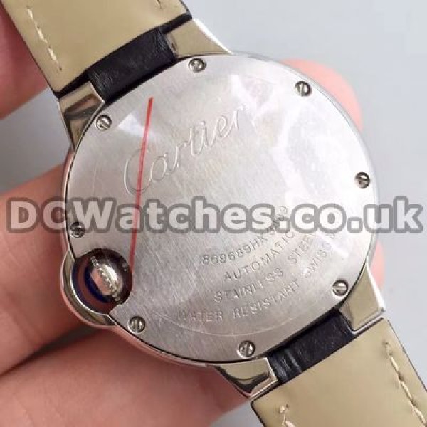 Sturdy Black Crocodile Straps And Steel Cases Ballon Bleu De Cartier Fake Watches For Sale