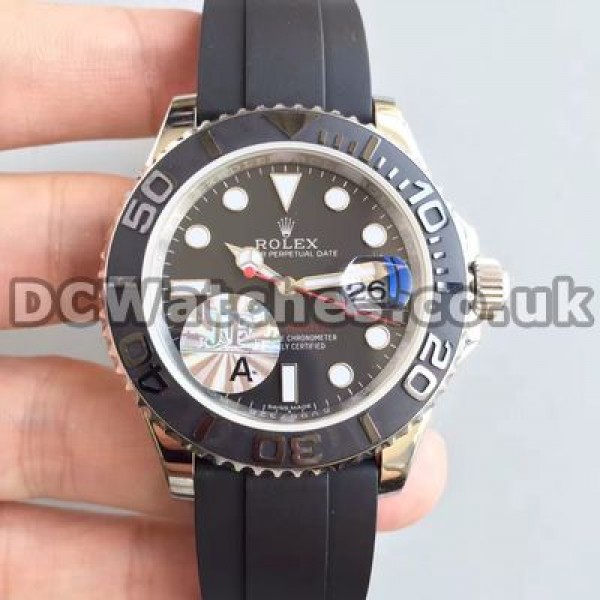 Popular Steel Cases Swiss Rolex Yacht-Master Fake Watches With Black Dials Sale Online