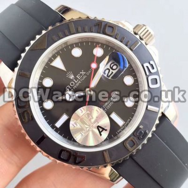 Popular Steel Cases Swiss Rolex Yacht-Master Fake Watches With Black Dials Sale Online