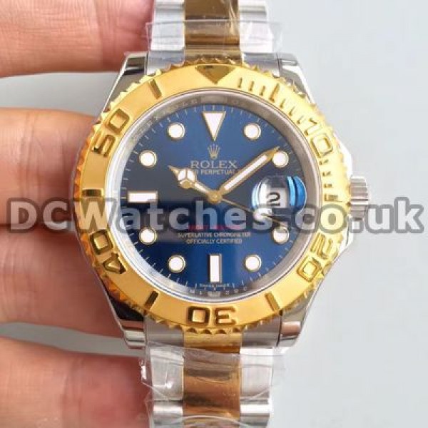 Special 40MM Blue Dials Rolex Yacht-Master Replica Watches For Men With Gold & Steel Cases