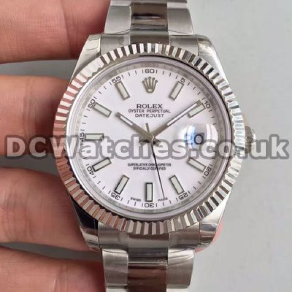 Classic Male Steel Cases 41MM Rolex Datejust II Fake Watches Sale With White Dials