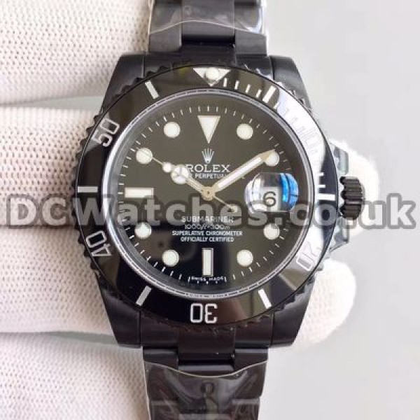 Cool Solid Black Steel Cases And Black Dials Rolex Submariner Copy Watches For Men