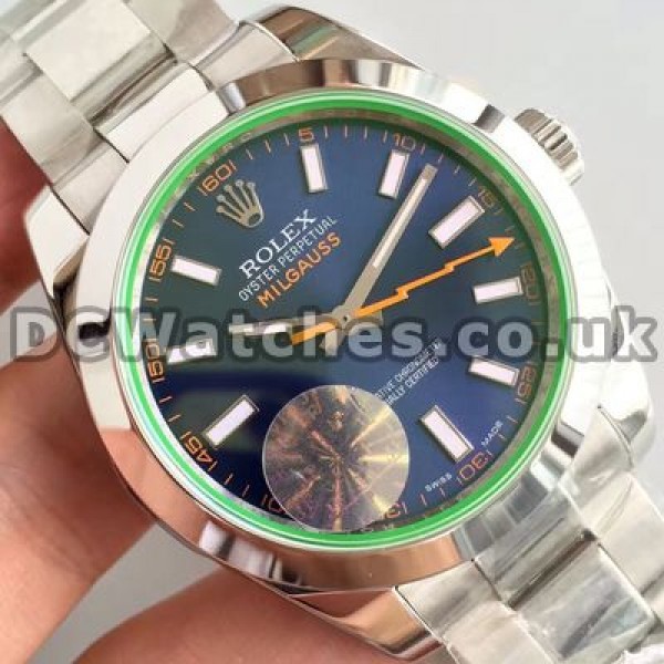 Pretty Blue Dials Rolex Milgauss Replica Watches Sale For Men With 39MM Steel Cases