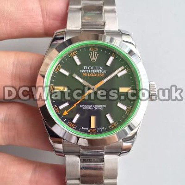 Stable Swiss Automatic Movements Male Rolex Milgauss Fake Watches With Black Dials Online
