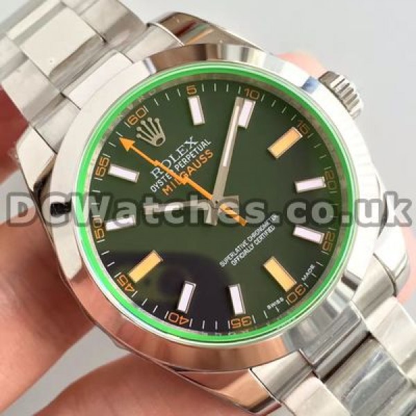 Stable Swiss Automatic Movements Male Rolex Milgauss Fake Watches With Black Dials Online