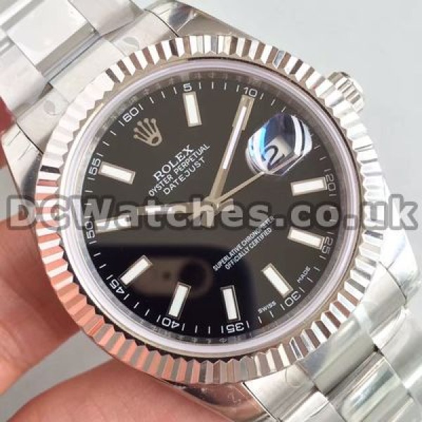 Mature Male Black Dials Rolex Datejust II Copy Watches Online With Swiss Automatic Movements