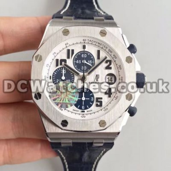 Comfortable Blue Crocodile Straps Audemars Piguet Royal Oak Offshore Fake Watches Online With Blue Sub-dials