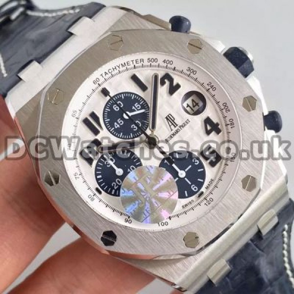 Comfortable Blue Crocodile Straps Audemars Piguet Royal Oak Offshore Fake Watches Online With Blue Sub-dials