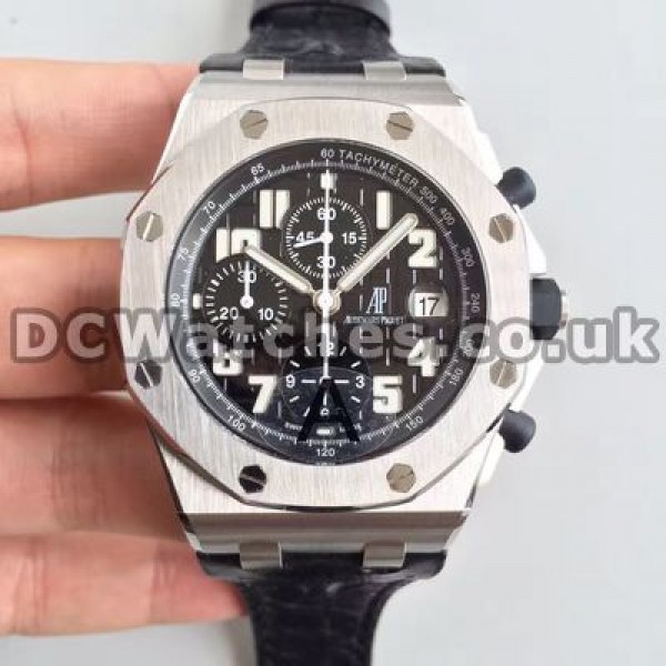 Graceful Male Black Dials And Black Crocodile Straps Audemars Piguet Royal Oak Offshore Copy Watches