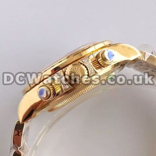 Modern Gold Steel Bracelets Male Rolex Daytona Fake Watches With Black Dials Sale