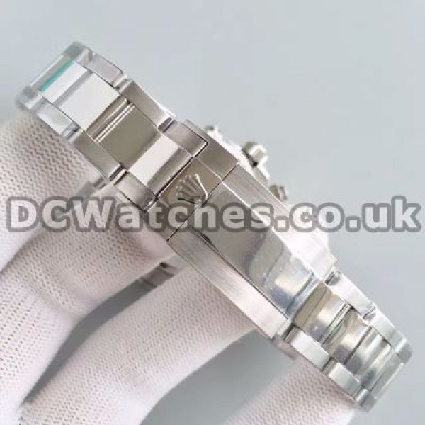 Sturdy Steel Cases 40MM Male Rolex Daytona Copy Watches With Black Dials And Diamond Indexes