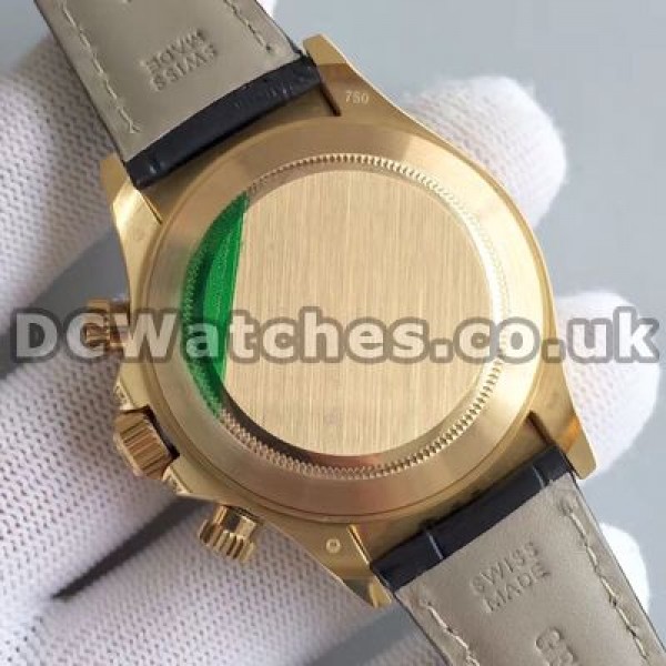 Luxury Black Crocodile Straps Rolex Daytona Replica Watches Online For Men With Gold Steel Cases
