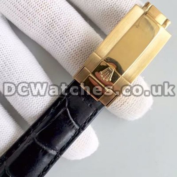 Luxury Black Crocodile Straps Rolex Daytona Replica Watches Online For Men With Gold Steel Cases