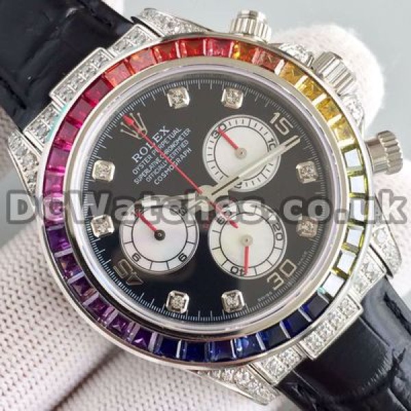 Brilliant Male Steel Cases Set Auger Rolex Daytona Fake Watches With Swiss Valjoux 7750 Movements