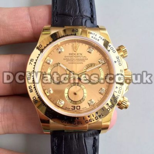 Charming Diamond Indexes And Gold Steel Cases Rolex Daytona Copy Watches For Men