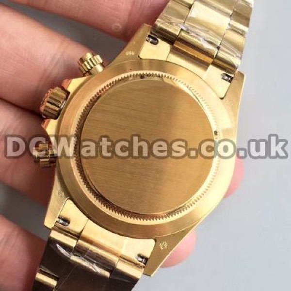 High-end Gold Steel Cases And Bracelets Rolex Daytona Copy Watches Sale With Black Dials For Men
