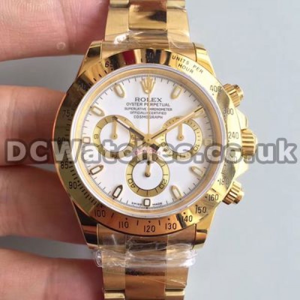 Elegant Male White Dials Rolex Daytona Replica Watches Sale With Swiss Valjoux 7750 Movements