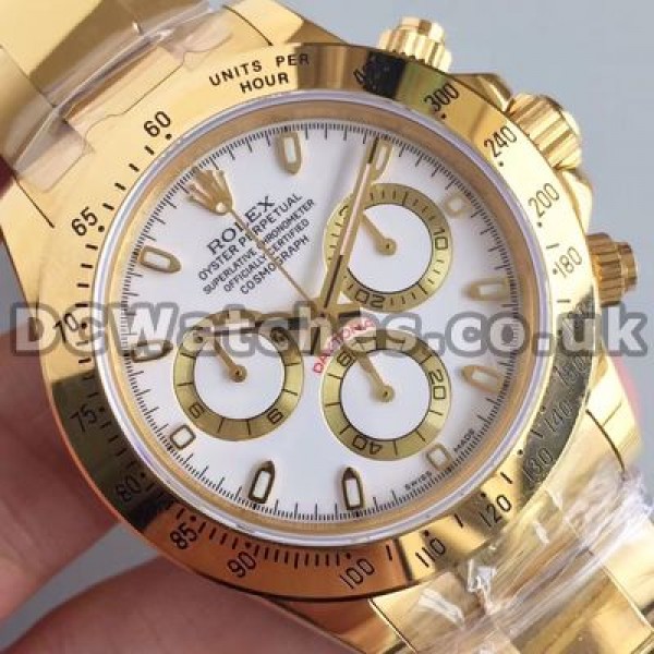 Elegant Male White Dials Rolex Daytona Replica Watches Sale With Swiss Valjoux 7750 Movements