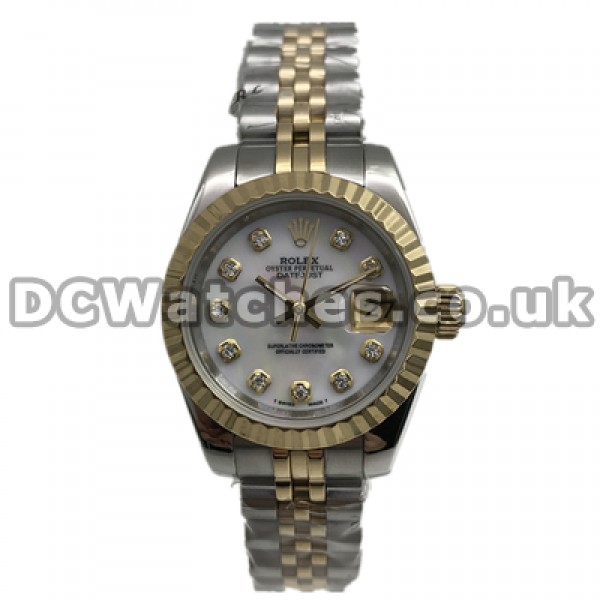 Popular Swiss Automatic Movements Female Rolex Datejust Fake Watches With Gold & Steel Cases