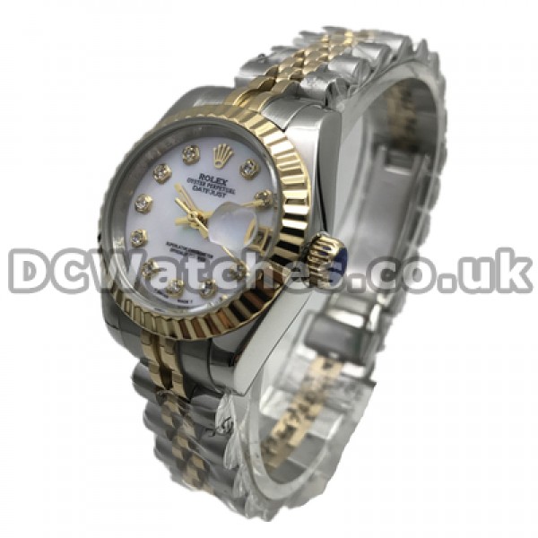 Popular Swiss Automatic Movements Female Rolex Datejust Fake Watches With Gold & Steel Cases