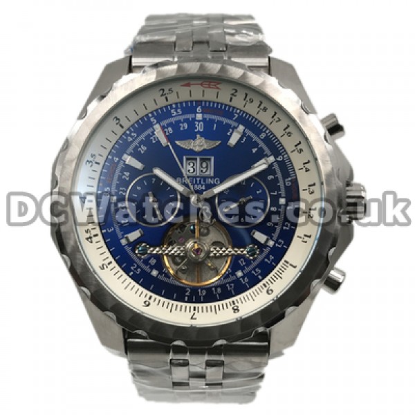 Cheap Blue Dials Swiss Breitling Bentley Fake Watches Sale For Men With 48MM Steel Cases