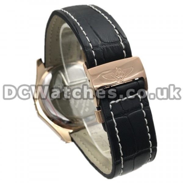 Hale Swiss Black Dials Breitling Bentley Motors Fake Watches For Men With Rose Gold Steel Cases