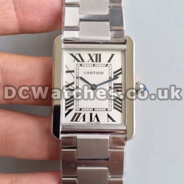 Reliable Swiss Quartz Movements And Steel Bracelets Cartier Tank Solo Replica Watches With White Dials