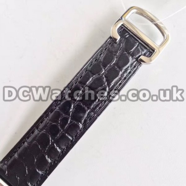 Graceful Black Crocodile Straps Cartier Tank Solo Fake Watches Online With Steel Cases