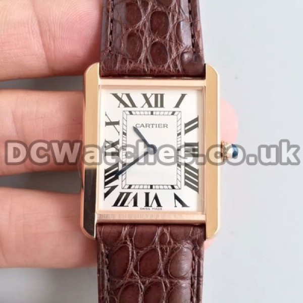 Attractive Quartz Movements And Rose Gold Steel Cases Cartier Tank Solo Copy Watches Sale
