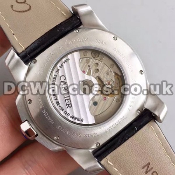Accurate 42MM Black Dials Calibre De Cartier Fake Watches For Men With Automatic Movements
