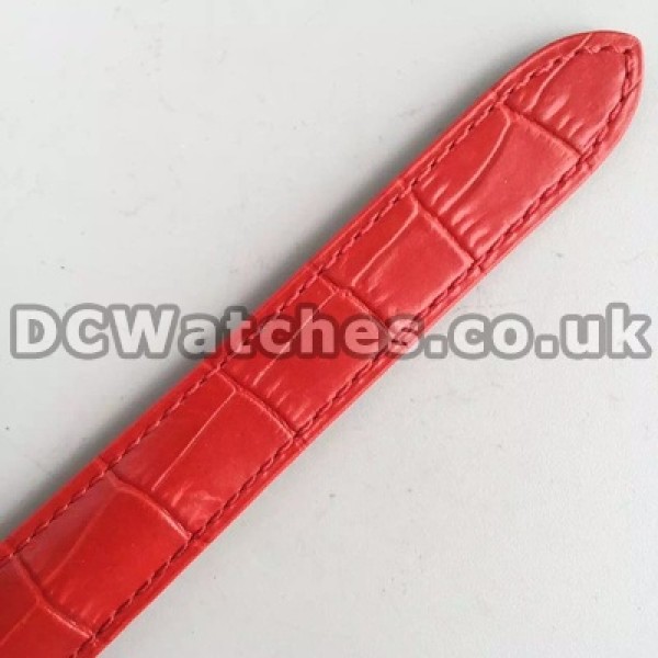 Charming 28MM Red Crocodile Straps Female Ballon Bleu De Cartier Copy Watches With White Dials