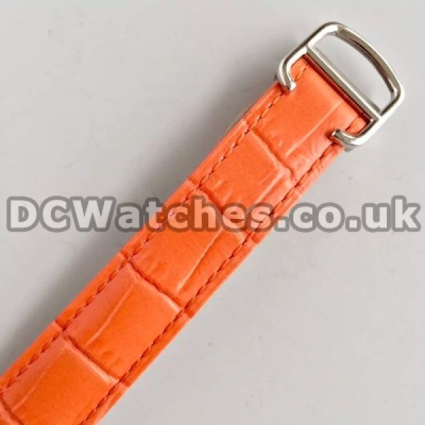 Beautiful Female Orange Crocodile Straps 28Mm Ballon Bleu De Cartier Replica Watches With White Dials