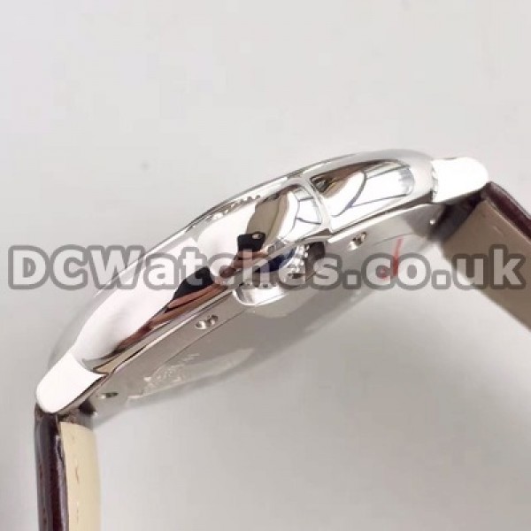 Luxury Diamond Indexes Ballon Bleu De Cartier Fake Watches For Women With Brown Crocodile Straps
