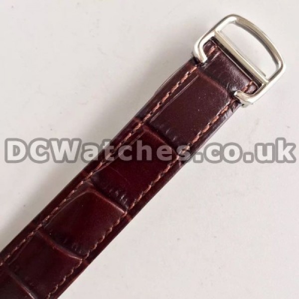 Luxury Diamond Indexes Ballon Bleu De Cartier Fake Watches For Women With Brown Crocodile Straps