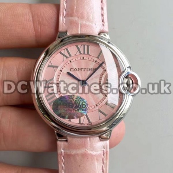 Appropriate Pink Dials And Straps Female Ballon Bleu De Cartier Replica Watches For Sale