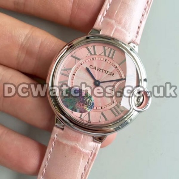 Appropriate Pink Dials And Straps Female Ballon Bleu De Cartier Replica Watches For Sale